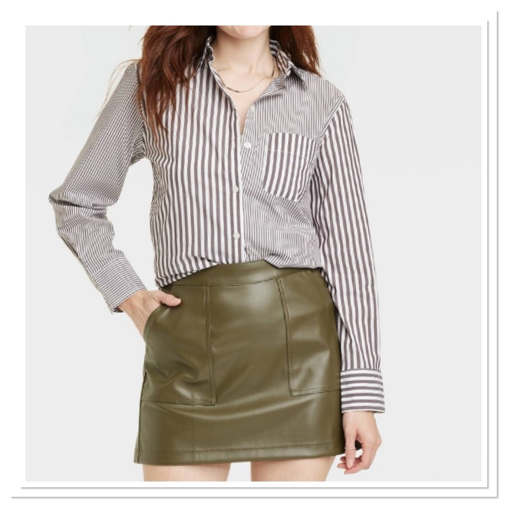 Women’s Long Sleeve Relaxed Fit Button Down Boyfriend Shirt a new day NWT